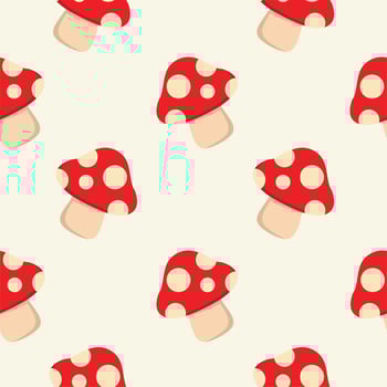 Red mushroom seamless pattern. Amanita mushroom seamless pattern. Vector cartoon illustration icon design. Amanita mushroom seamless pattern concept