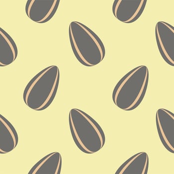 sunflower seeds flat design seamless pattern. Seamless pattern with leaves and vegetable. Vector illustration of art. Vintage background. Kitchen and restaurant design for fabrics, paper