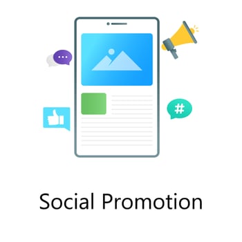 Megaphone with smartphone, social promotion vector