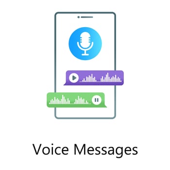Mobile vocalize communication app, flat gradient conceptual icon of voice messages vector