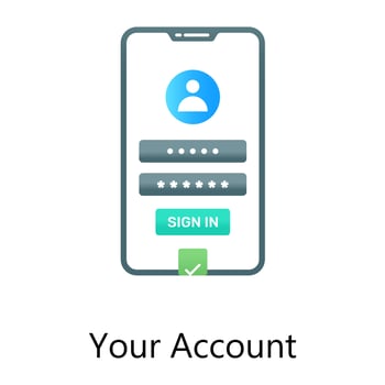 Conceptual icon of mobile user, your account in gradient design vector