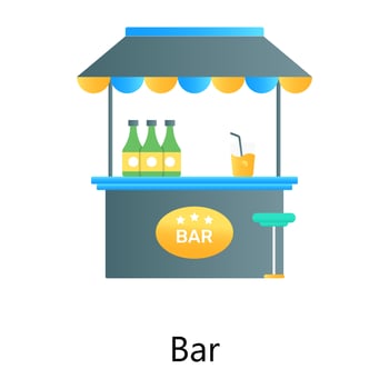 A vendor drink stall in flat gradient vector, denoting bar vector