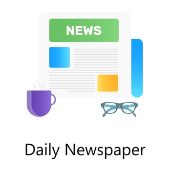 Daily newspaper flat gradient concept icon, current breaking news vector