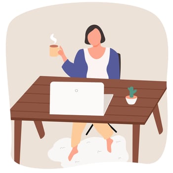 the woman holding a cup of coffee.relaxing. vector