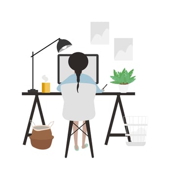 working on laptop. vector