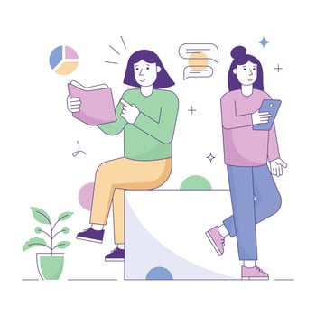 Phone and book education depicting modern education system in flat illustration vector