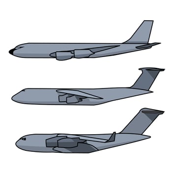 set of military big plane side view vector