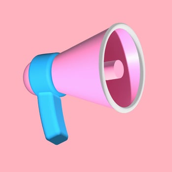 3D illustration, Cartoon megaphone, Online social media promotion isolated on pink background, Promotion concept vector