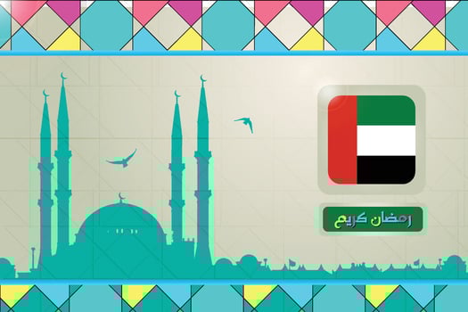 Ramadan Kareem with UAE flag Vector illustration of luxury template, theme background, greeting card, social media post,