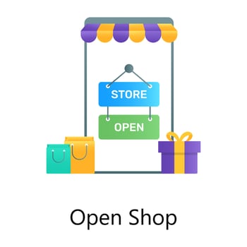 Starting shopping app, gradient vector of open shop