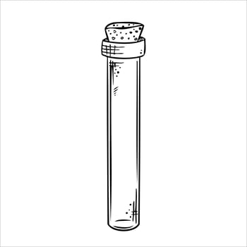 Isolated vector bottle. Line art empty transparent glass vial, bottle, jar