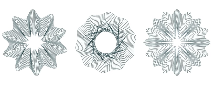 Future morphing lines set. Abstract vector backgrounds set with guilloche. Vector illustration