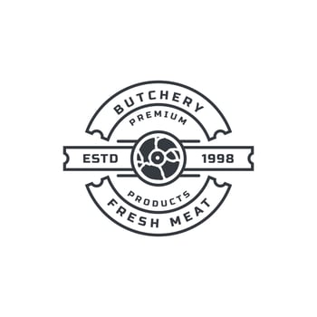 Vintage Retro Butcher shop Vector Illustration Good for Farm or Restaurant Badges with Animals and Meat Silhouettes Typography Emblems Logo Design