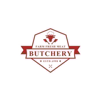 Vintage Retro Butcher shop Vector Illustration Good for Farm or Restaurant Badges with Animals and Meat Silhouettes Typography Emblems Logo Design
