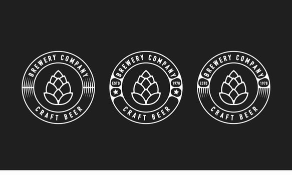 Vintage Retro Label Badge Emblem Brewery with Hop, Craft Beer Minimalist Logo Design Inspiration vector