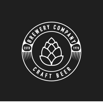 Vintage Retro Label Badge Emblem Brewery with Hop, Craft Beer Minimalist Logo Design Inspiration vector