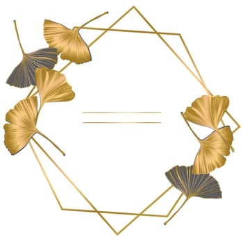 Vector banner of ginkgo biloba leaf. ink line art design. Ginkgo Biloba leaves. Copy Space