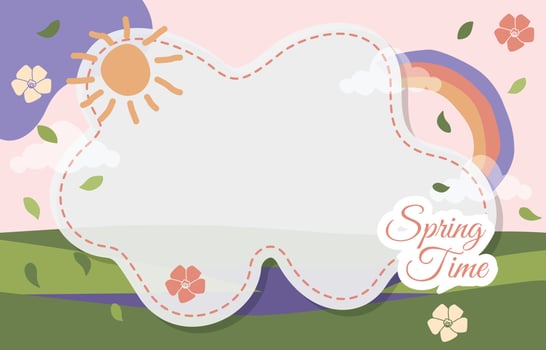 Cute Nature Frame Colorful Sun Rainbow Background Vector Design
