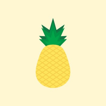Pineapple with leaf icon. Tropical fruit isolated on white background. Symbol of food, sweet, exotic and summer, vitamin, healthy. Nature logo. Flat concept. Design element Vector illustration