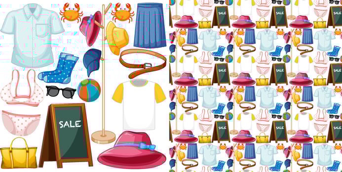 Seamless background design with cloth theme on white background vector