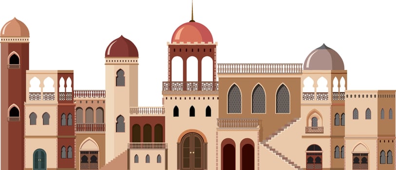 Scene with many buildings in brown vector