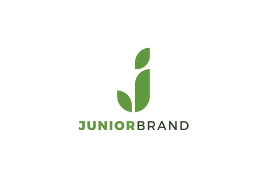 Letter J green color leafy natural business logo vector