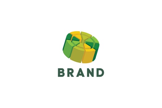 Letter o colorful 3d technological logo vector