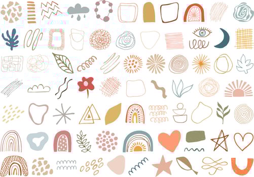 Collection of modern abstract shapes for boho style design vector