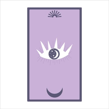 Tarot cards with eye and sun isolated on a white background. Celestial magic for occult and divination. Purple minimalism cards. Flat vector illustration.