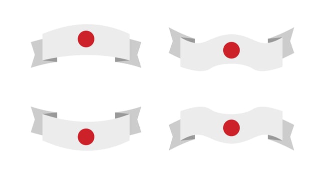 illustration of a japan flag with a ribbon style. japan flag vector set.