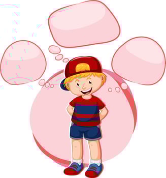 A boy thinking with many callouts vector