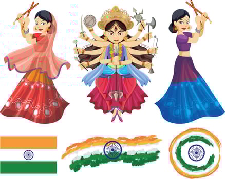 Holy object and decoration for Indian festival vector