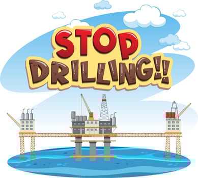 Stop drilling cartoon word logo design vector
