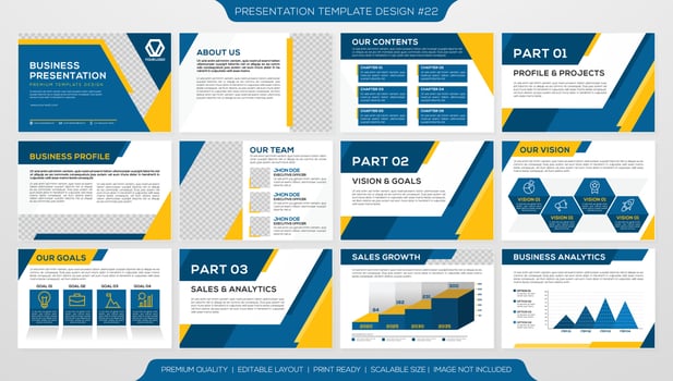 set of corporate presentation template design with minimalist concept and modern layout use for annual report and business profile vector