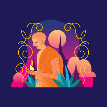 Monk in Asahna Bucha Night vector