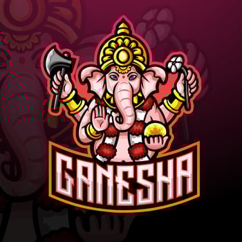 Ganesha elephant mascot esport logo design vector