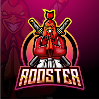 Samurai rooster esport logo mascot design vector