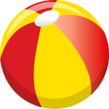 Colorful beach ball vector illustration. red, yellow summer ball
