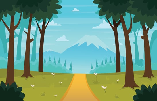 Forest Scenery In Summer Background vector