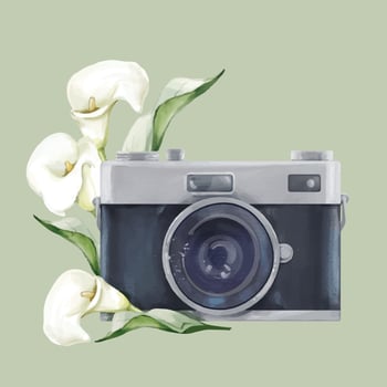 Vintage Flower Camera in Watercolor vector