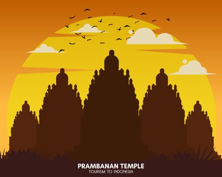 PRAMBANAN TEMPLE SILHOUETTE vector