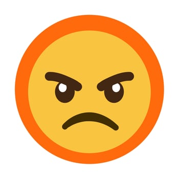 An angry or dissatisfied face emoji. vector