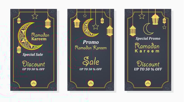social media post stories sale banner ramadan kareem vector