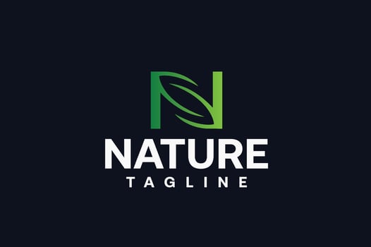 Green Nature Logo. Leaf icon letter N Vector Logo Design Template Element