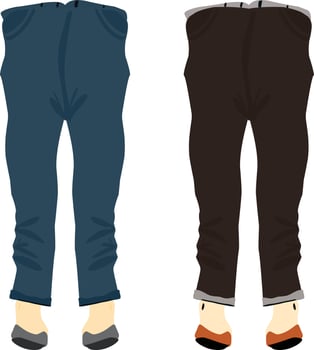 Women jeans style. Denim fashion female pant. Trendy models of cotton trousers for modern girl. Flat vector icons. Clothing guide infographics