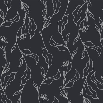 Stylish pattern of white leaves on a black background For wedding invitations postcards posters vector