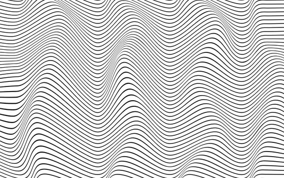 Abstraction. Black waved lines on a white background. Vector illustration