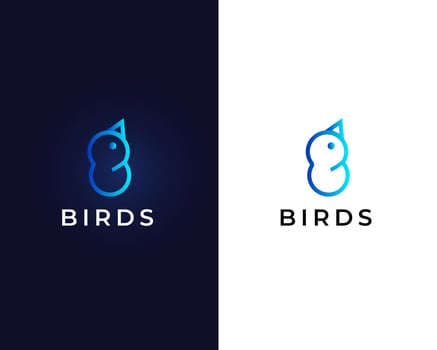 letter b with bird logo design template vector
