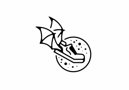 Flying shoes with wings line art badge vector