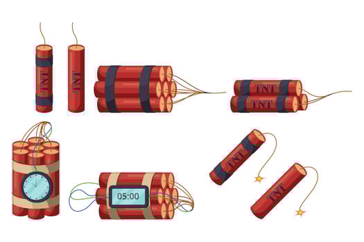 Dynamite bundles set vector flat illustration.